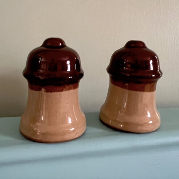 70s Pottery Salt & Pepper Shakers Warm Brown Earth Tone Ceramic - Picture 4 of 8